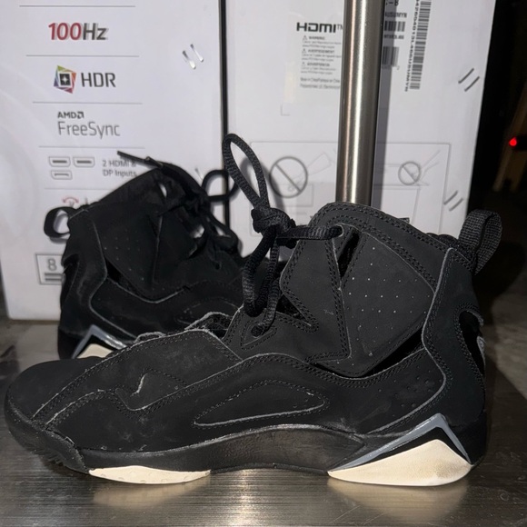Jordan Nike 7s Black Suede Authentic Original Size 7Y Great Condition Pre-Owned - Picture 7 of 13